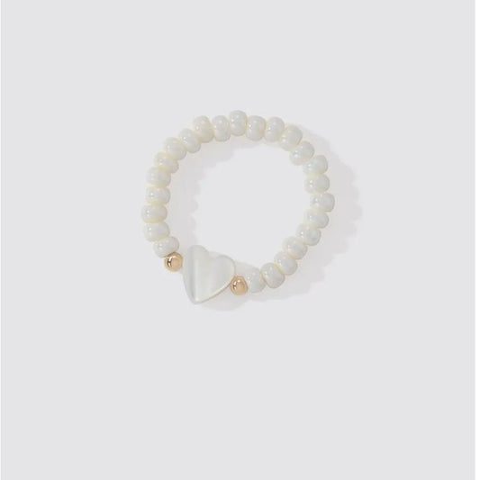 Shell Bead Love Heart-shaped Ring