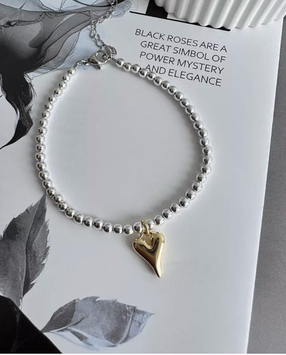 Round Beads Glossy Heart-shaped Multi-part Bracelet