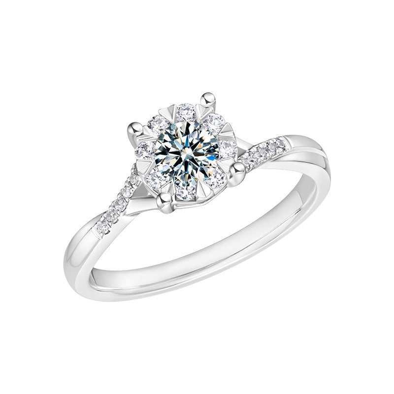 Silver Ring Women's High-grade Classic Four-claw