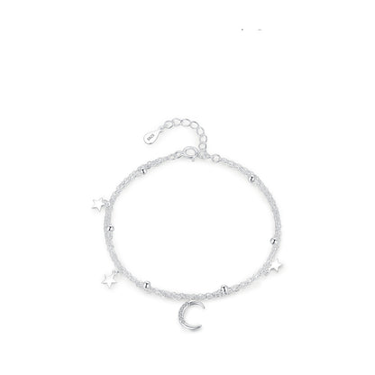 S925 Sterling Silver Star Moon Double Layer