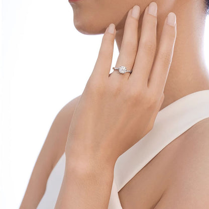 Silver Ring Women's High-grade Classic Four-claw