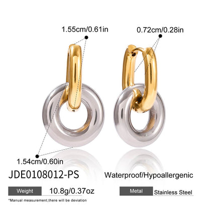 Titanium Steel Double Ring Earrings Light Luxury