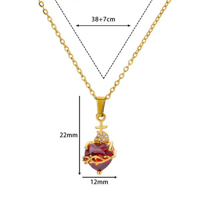 New Heart-shaped Cross Zircon Necklace