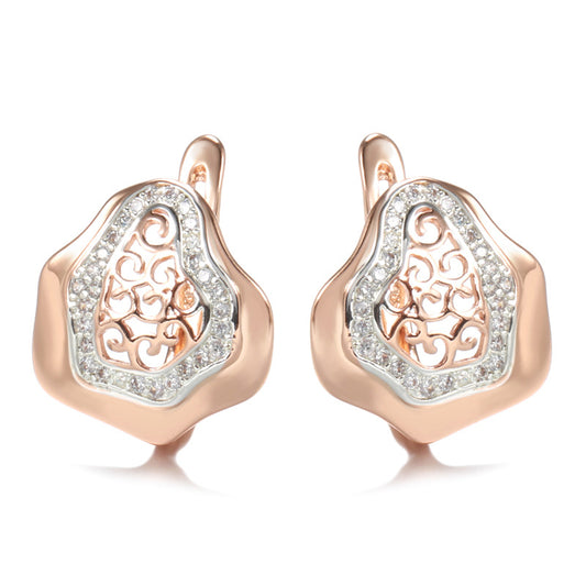 Geometry Pattern Hollow Carved Two-tone Earrings
