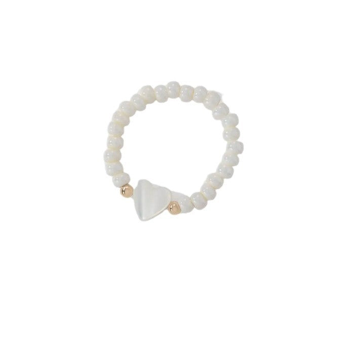 Shell Bead Love Heart-shaped Ring