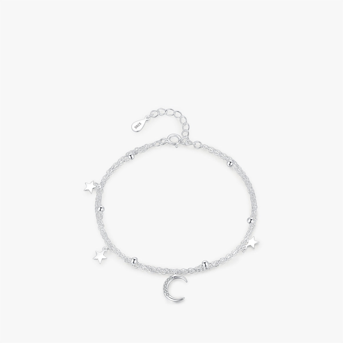 S925 Sterling Silver Star Moon Double Layer