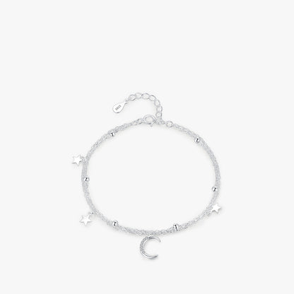 S925 Sterling Silver Star Moon Double Layer