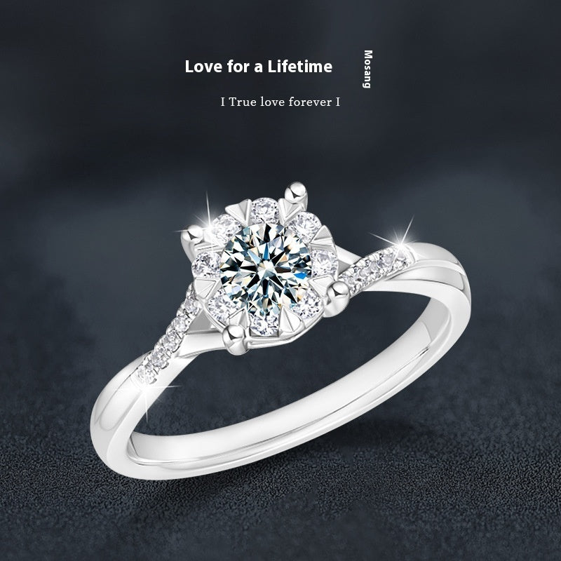 Silver Ring Women's High-grade Classic Four-claw