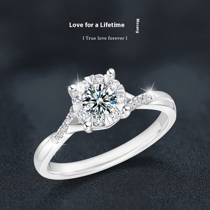 Silver Ring Women's High-grade Classic Four-claw