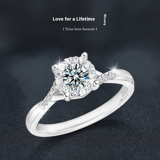Silver Ring Women's High-grade Classic Four-claw