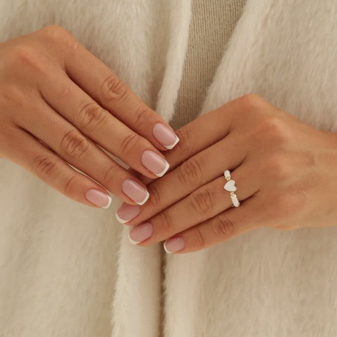 Shell Bead Love Heart-shaped Ring