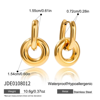 Titanium Steel Double Ring Earrings Light Luxury