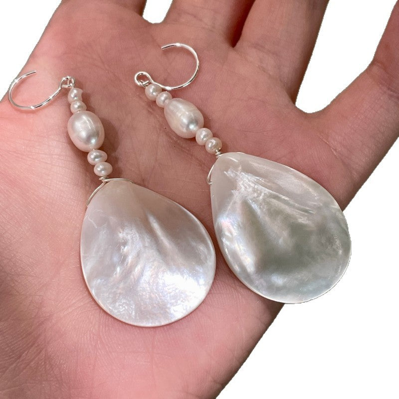 Water Drop White Butterfly Shell  Earrings