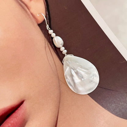 Water Drop White Butterfly Shell  Earrings